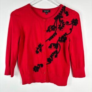 Spence cardigan sweater S red black embroidered gothic romance victorian goth